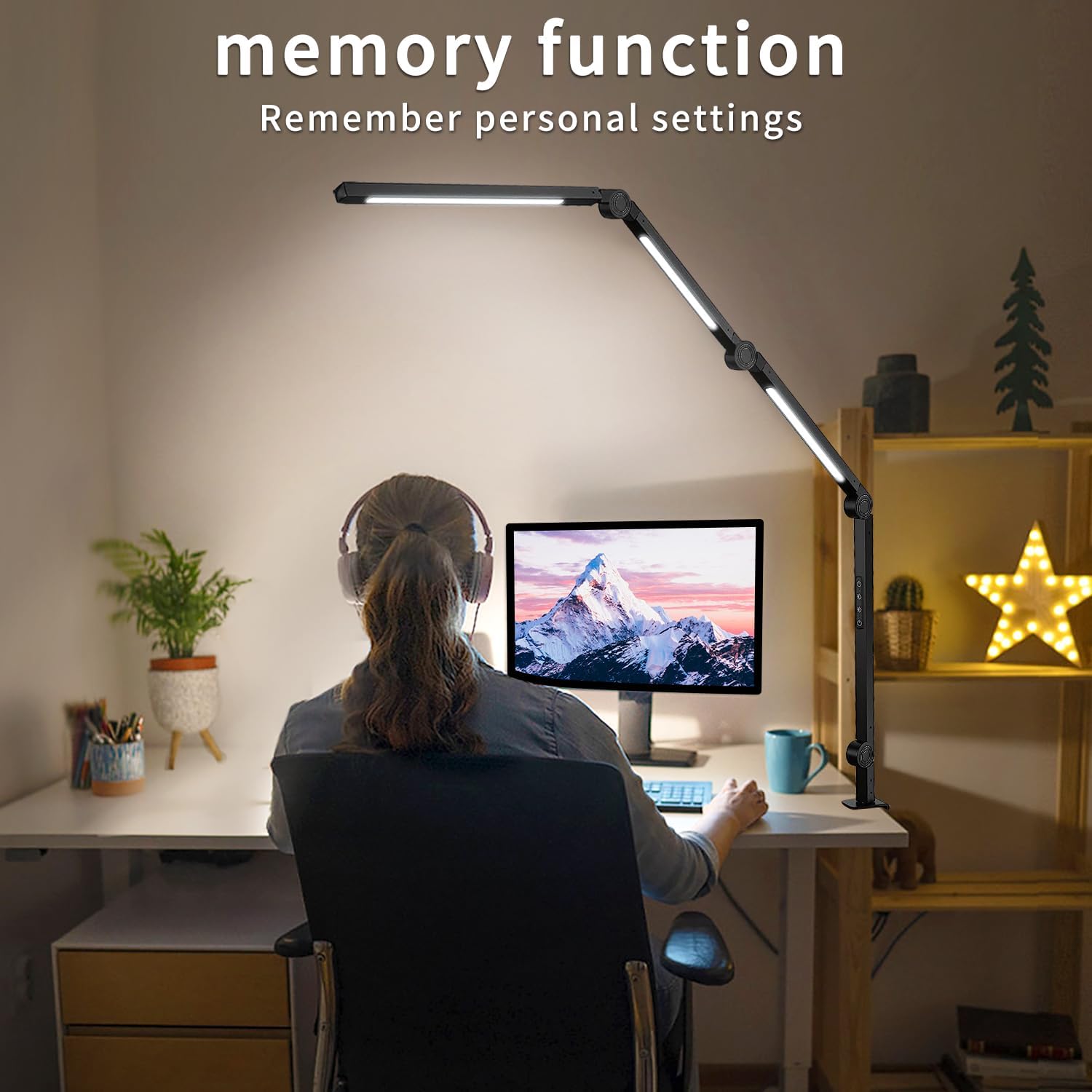 Detalle de vimeepro LED Desk Lamp with Clamp, Flexible Arm and 4 Colour Modes