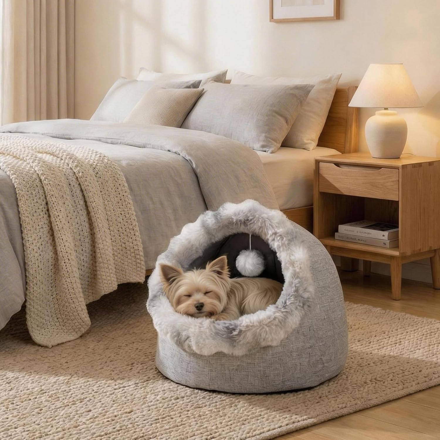 Detalle de Avont Cat Bed Cave for Indoor Cats (Medium/Large) – Semi-Enclosed Comfort With Removable Washable Cushion