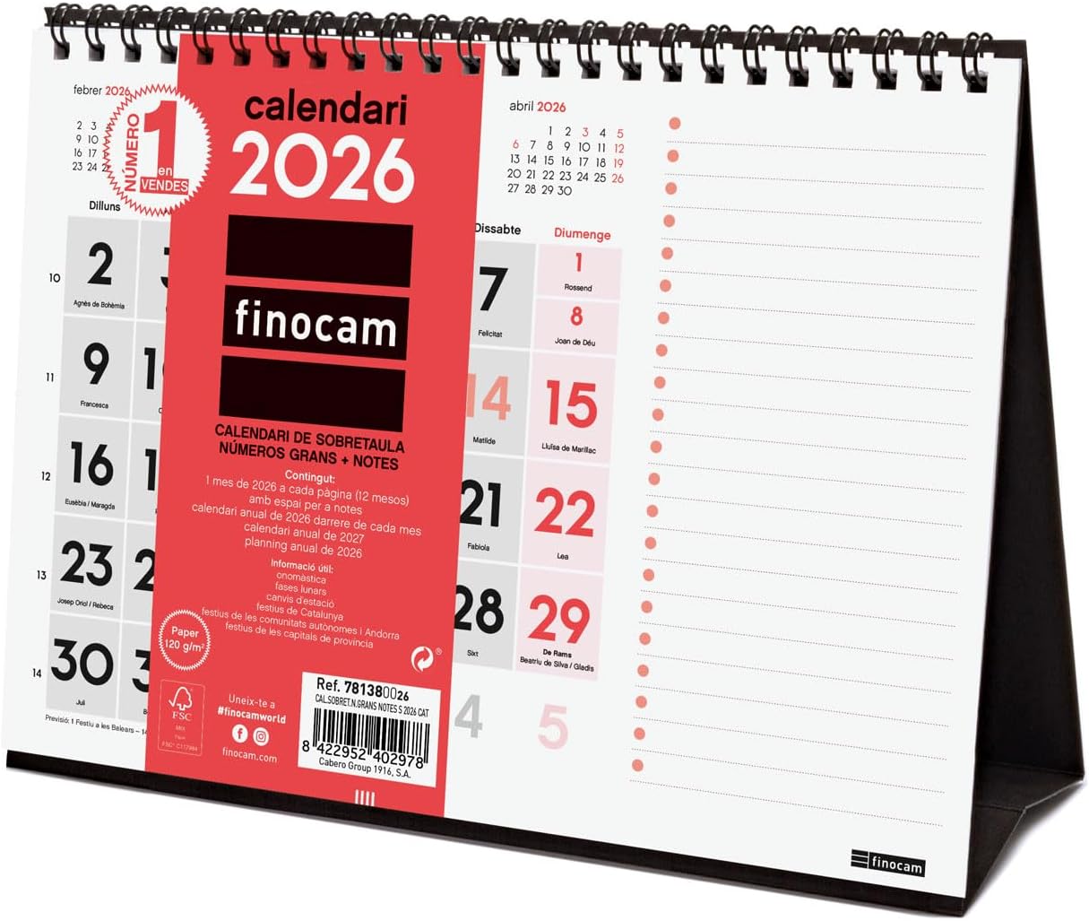 Thumbnail 5 de Finocam Calendario de Pared Números Grandes 2026