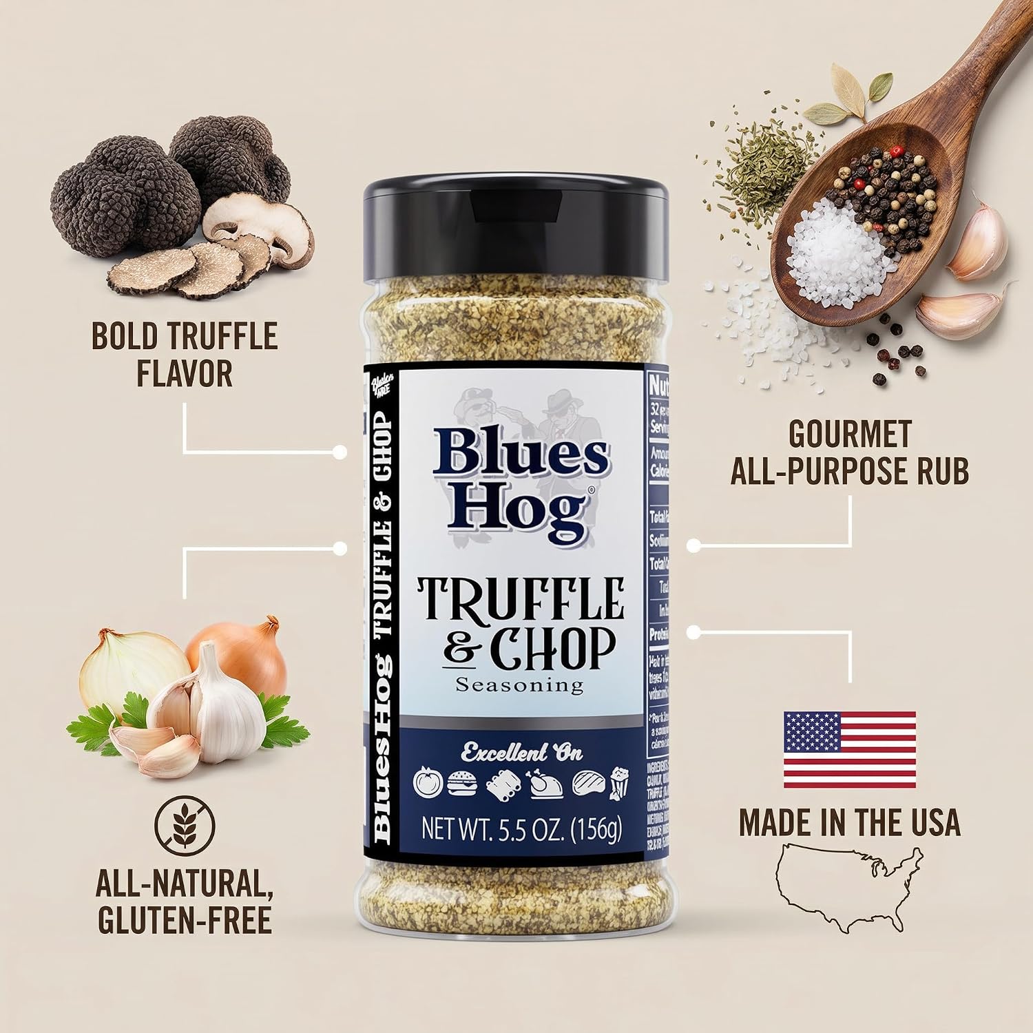 Detalle de Blues Hog Truffle & Chop Seasoning, 2-Pack, 5.5 oz Shaker Bottles