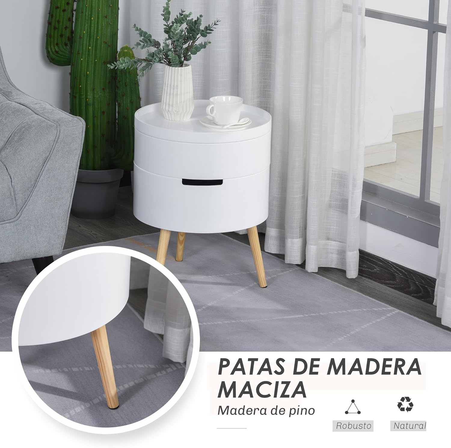 Thumbnail 5 de HOMCOM Mesa auxiliar redonda Ø38 cm 48,3 cm