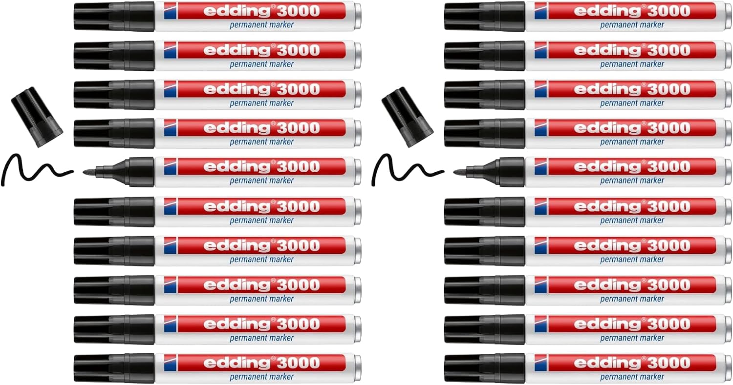 Detalle 1 de Edding 3000 marcador permanente negro 10