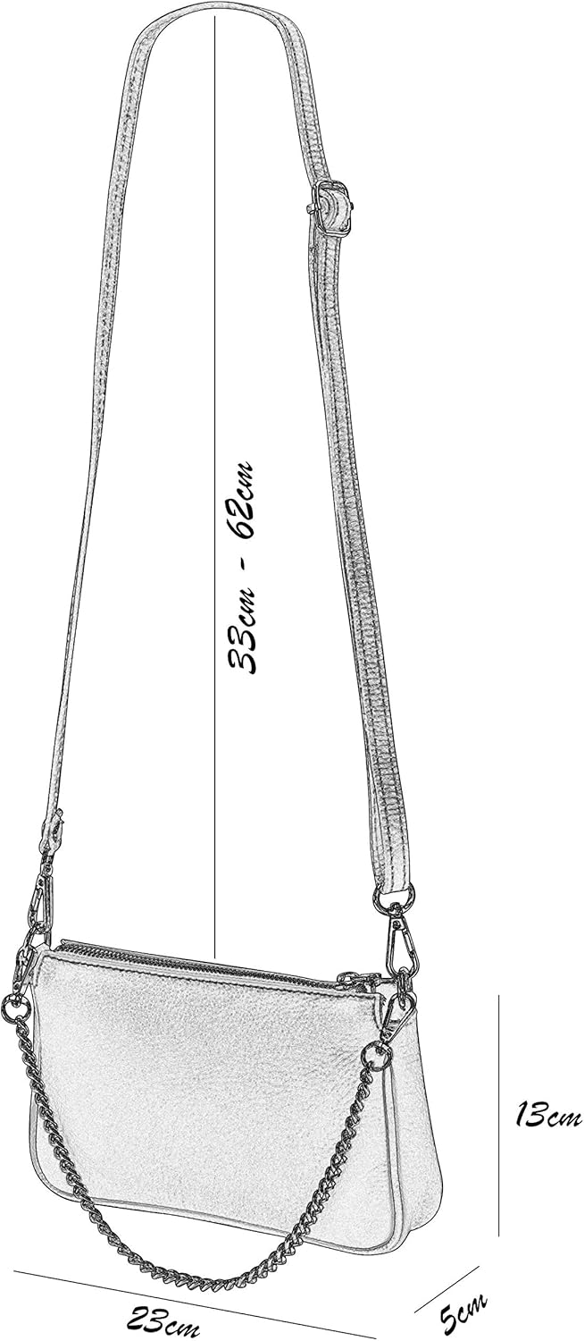 Detalle de SH Leder Jennie G323 – Borsa a tracolla in vera pelle 23x13 cm