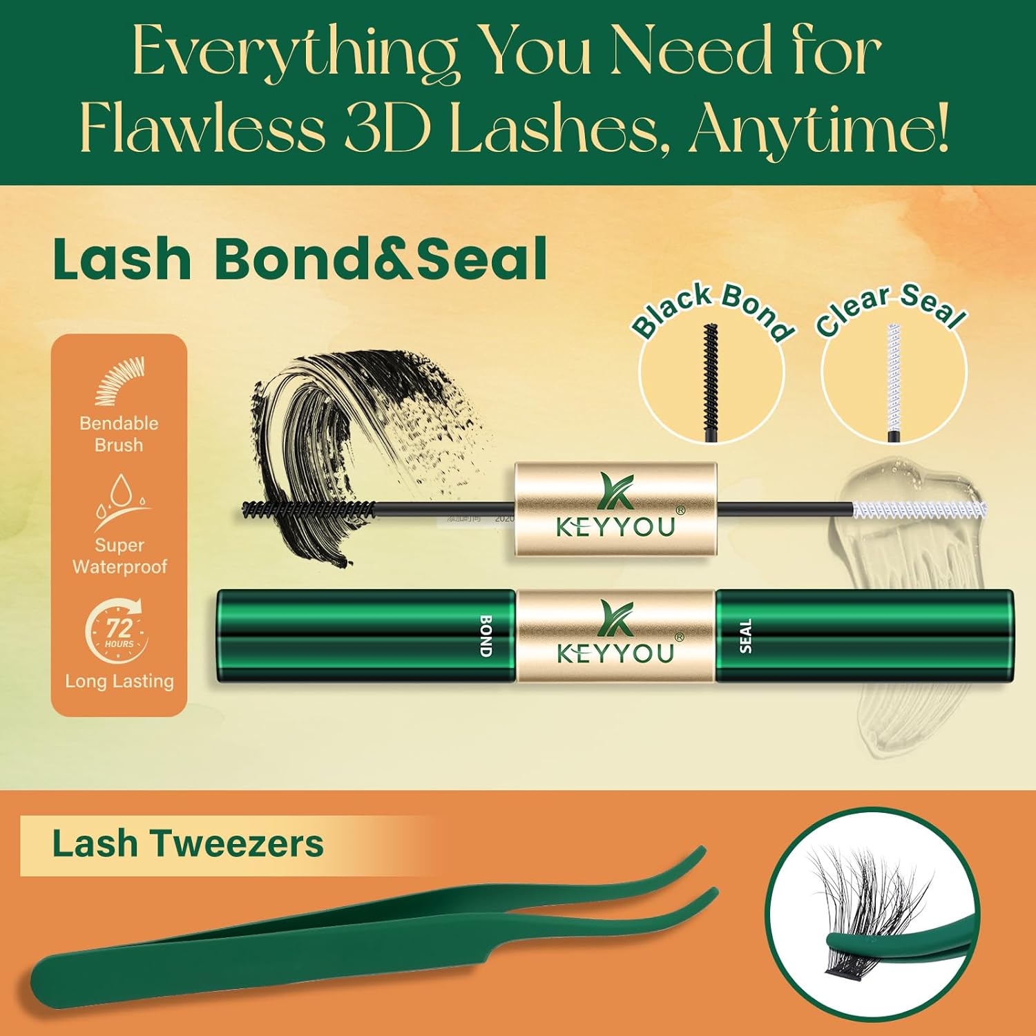 Thumbnail 4 de KEYYOU Lash Clusters Kit 80D100D Diy Individual Eyelash Extension Kit (Kit-8-16MIX) with 280 Pcs + Waterproof Lash Bond & Seal Tweezers