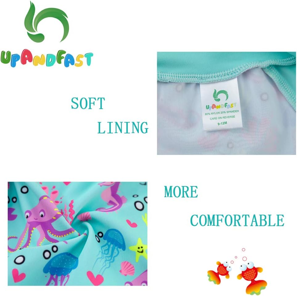 Detalle de Upandfast Baby Girl One Piece Swimwear with Sun Hat UPF 50+