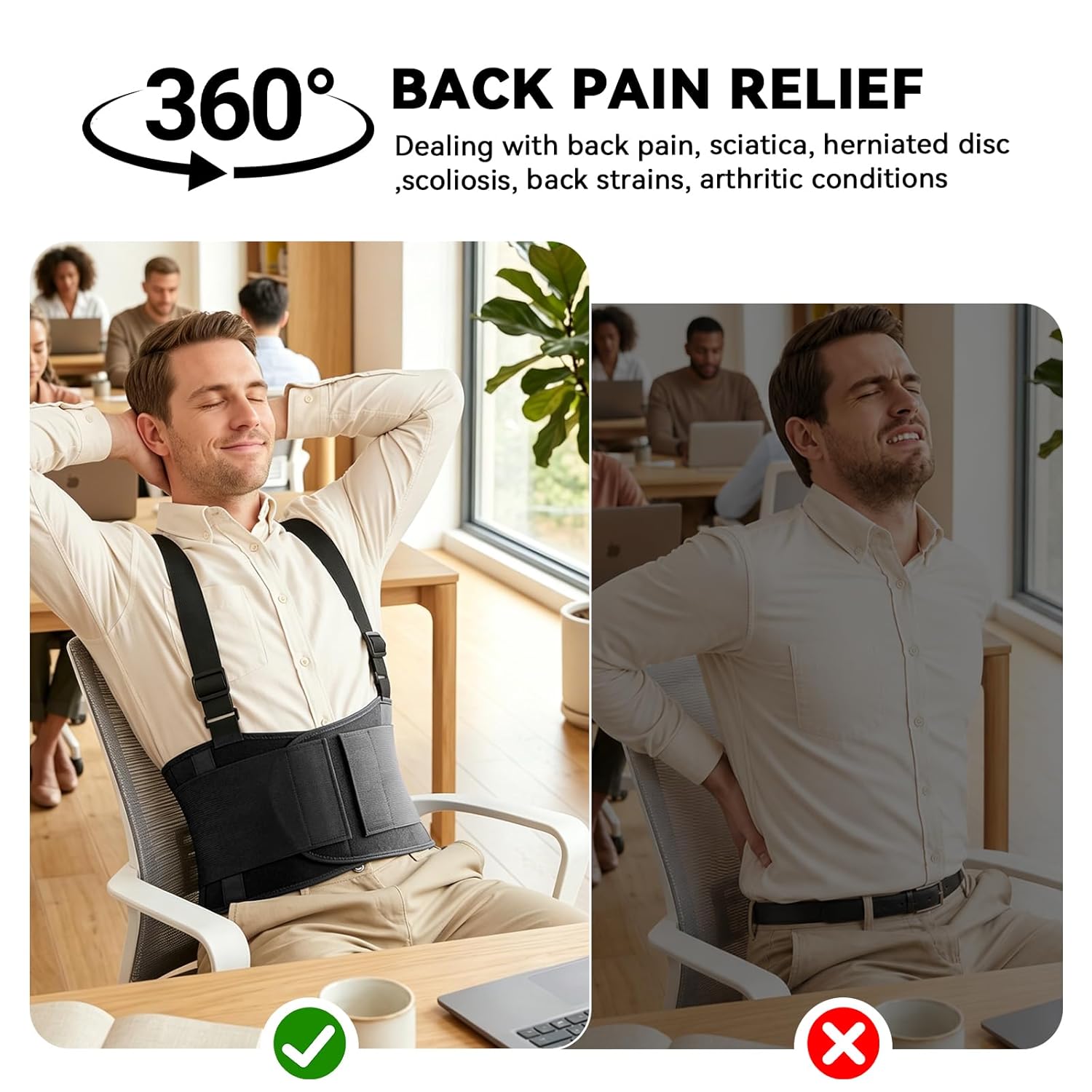 Detalle de SOLOEVER Work Back Brace: Adjustable Lower Back Support for Heavy Lifting