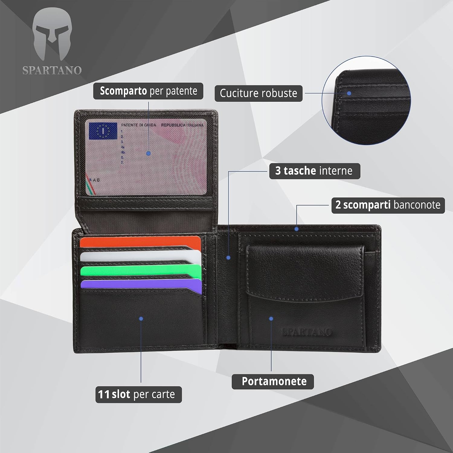 Detalle 2 de SPARTANO ZEUS portafoglio uomo RFID 11 slot