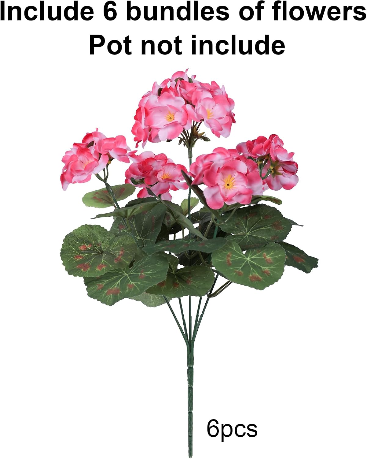 Detalle de HyeFlora Artificial Geranium Fake Flowers (6 Bundles) for Outdoor Porch, Planters & Balconies