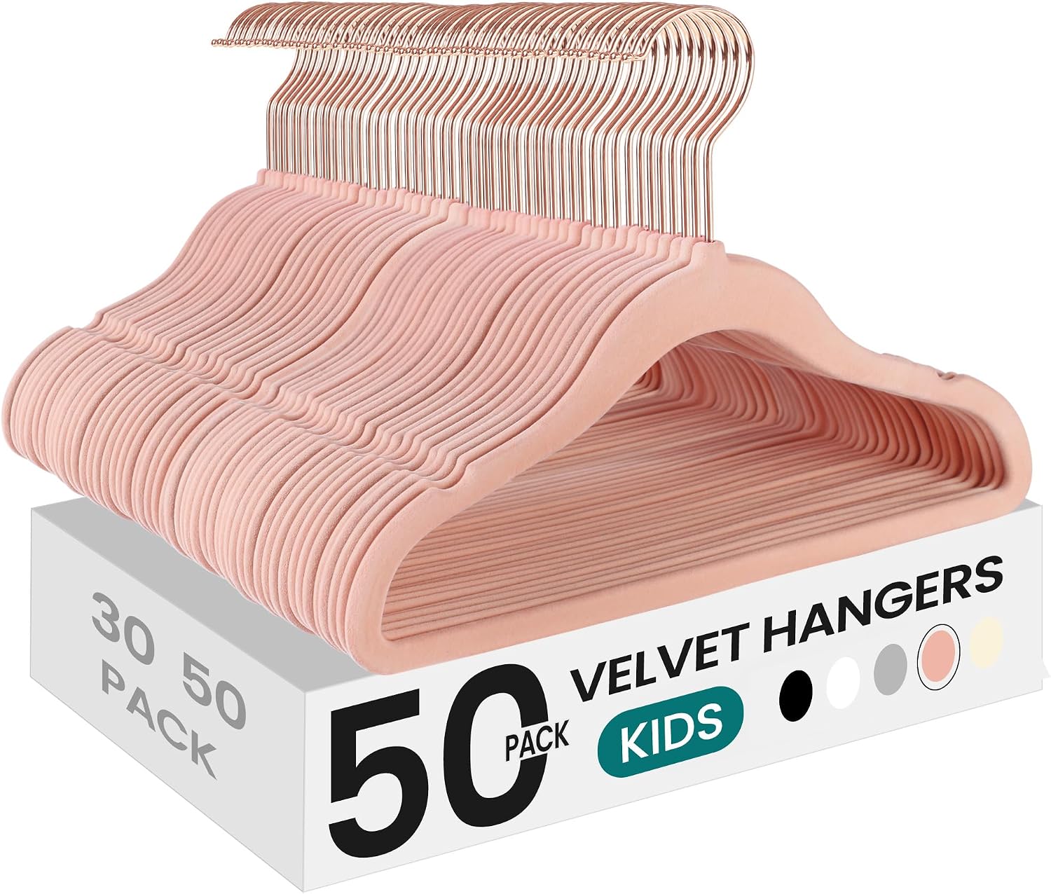 Detalle de SONGMICS kids' velvet hangers, 50-pack