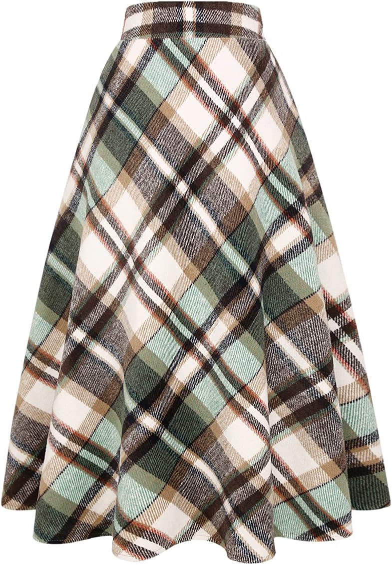 Thumbnail 6 de IDEALSANXUN Plaid Wool-Blend Skirt