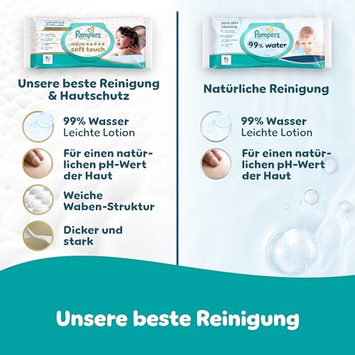 Detalle 2 de Pampers 99% Water Baby-Feuchttücher, 12x60 (720 Stück) – sanfte Reinigung ohne Alkohol