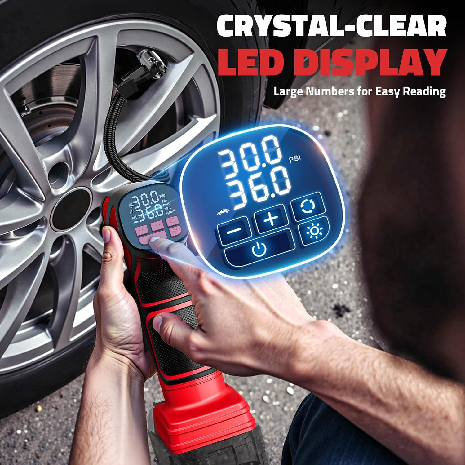 Thumbnail 1 de DIYtoolifz 150PSI Cordless Tire Inflator (Bare Tool) with LCD & LED — Compatible with Milwaukee 18V Batteries