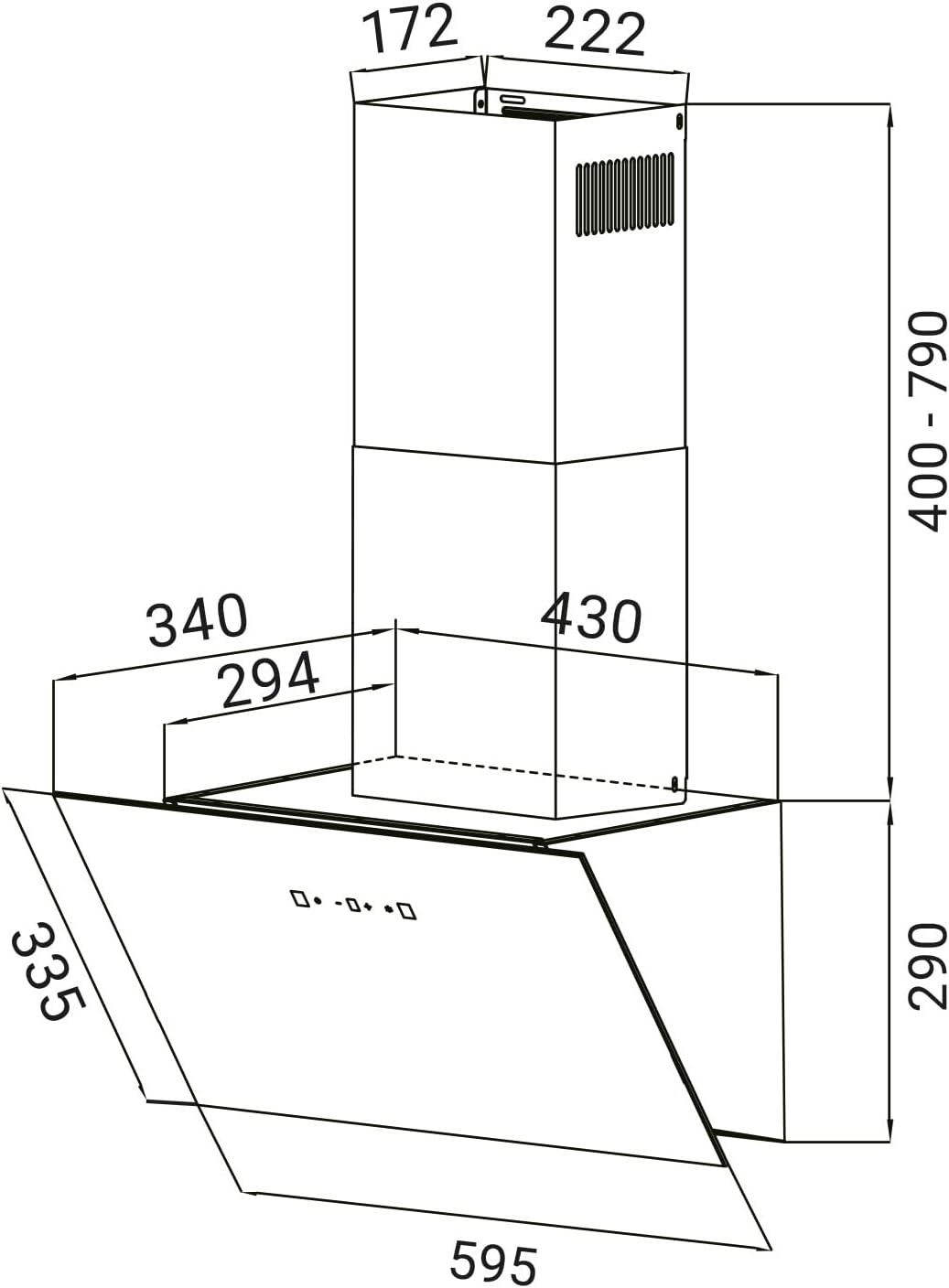 Thumbnail 6 de KKT KOLBE BASE6004SKKT Dunstabzugshaube 60 cm (Umluft/Abluft, Schwarz, Glas, LED, SensorTouch)