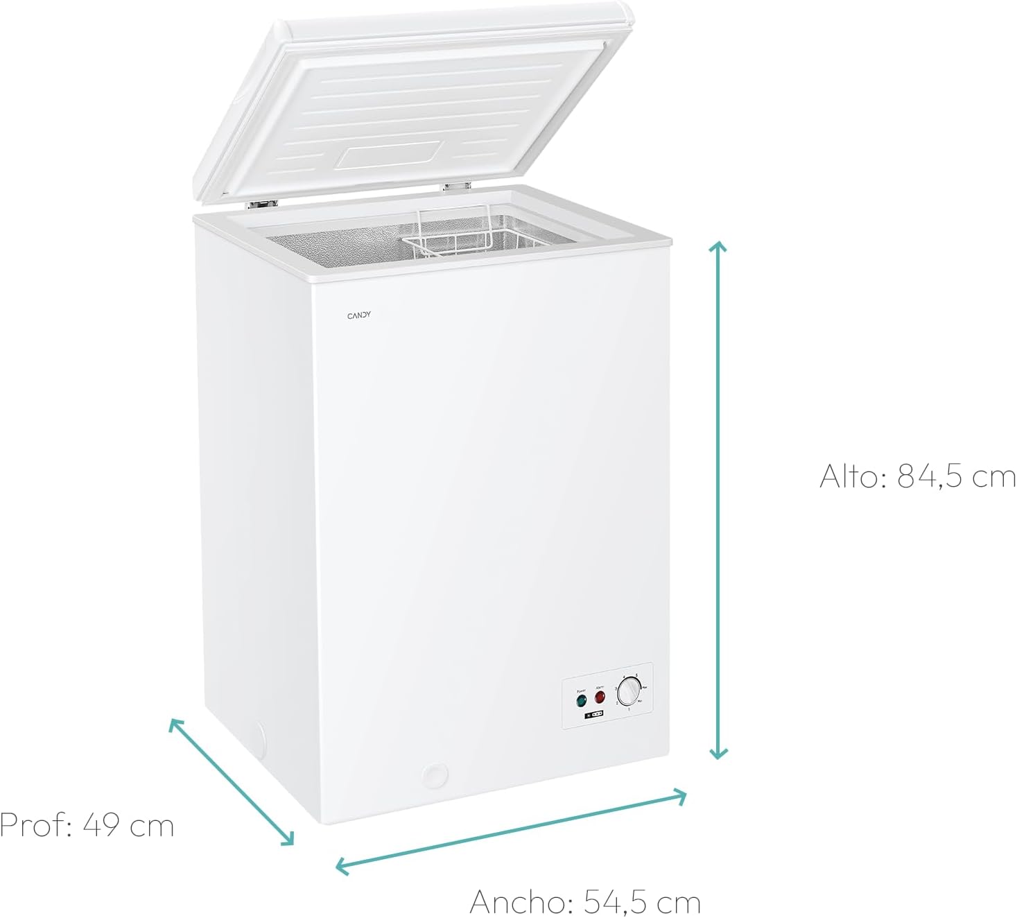 Detalle de Congelador arcón horizontal Candy CCHH 100E de 97 L (blanco), tecnología estática y control electrónico