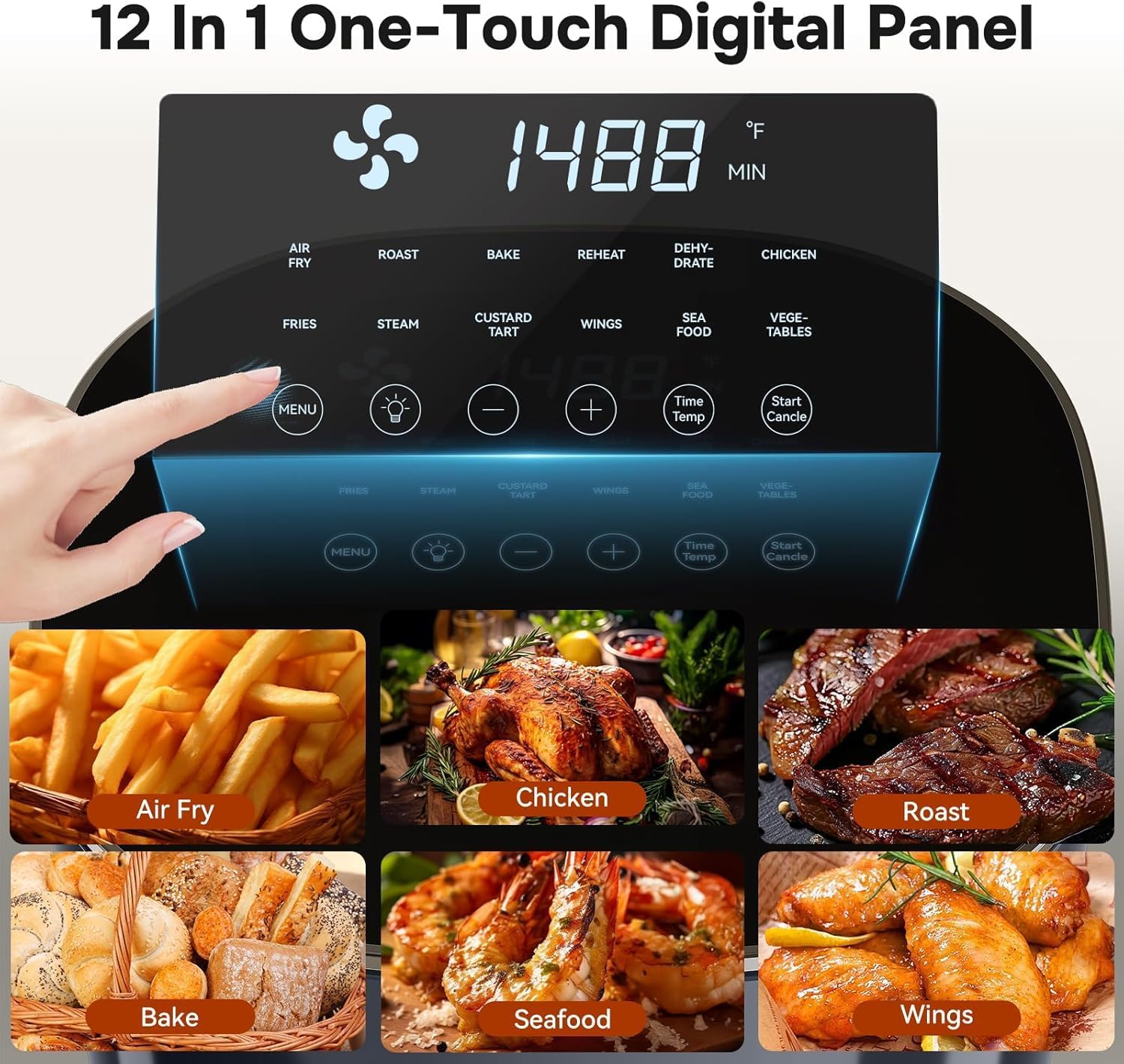 Thumbnail 3 de Simple Deluxe 12-in-1 Air Fryer (6.34 Qt) with Digital Presets and Visible Window, 1700W
