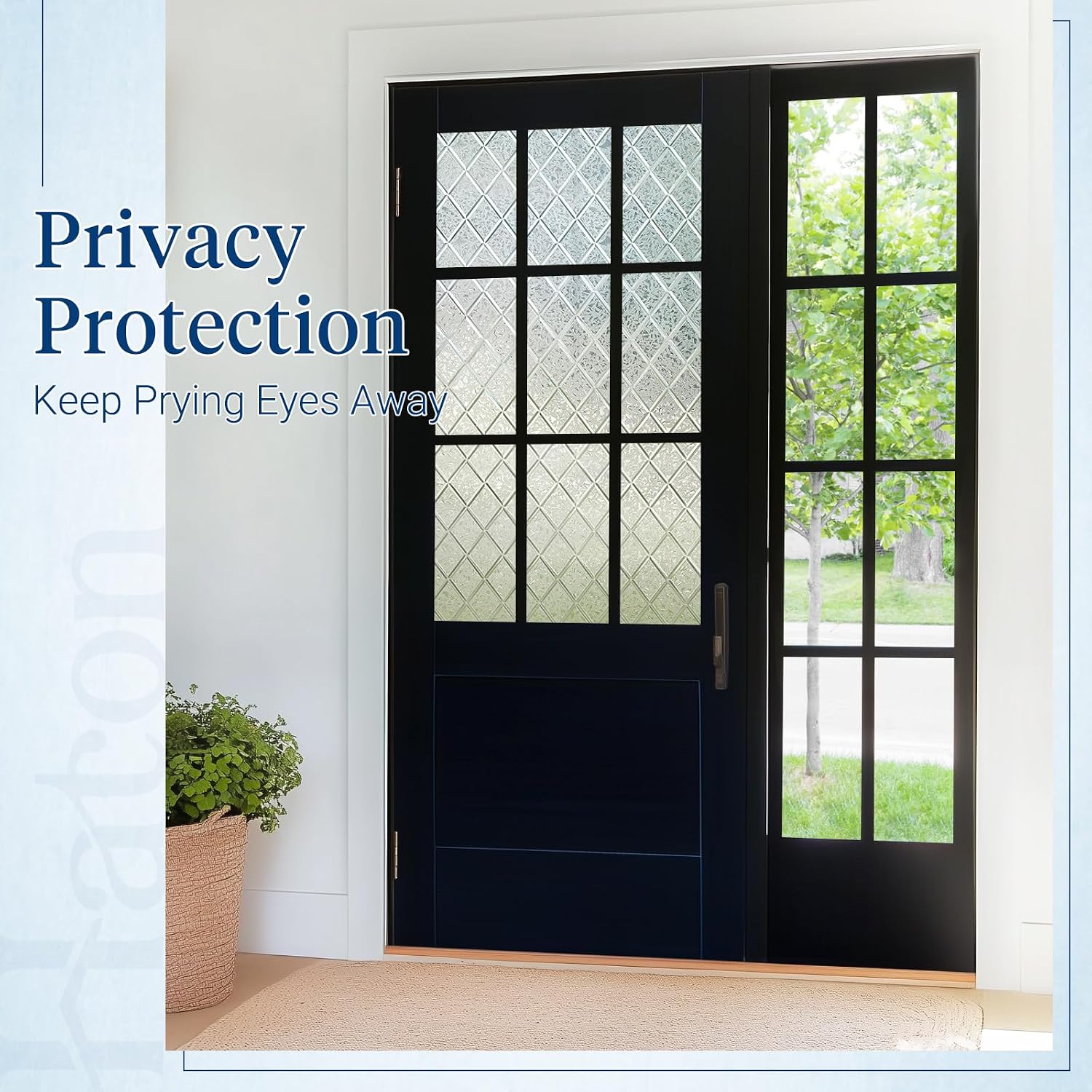 Detalle de Haton YRS-A020 Window Privacy Film, Decorative Lattice Vinyl, Static Cling, 17.5" x 78.7