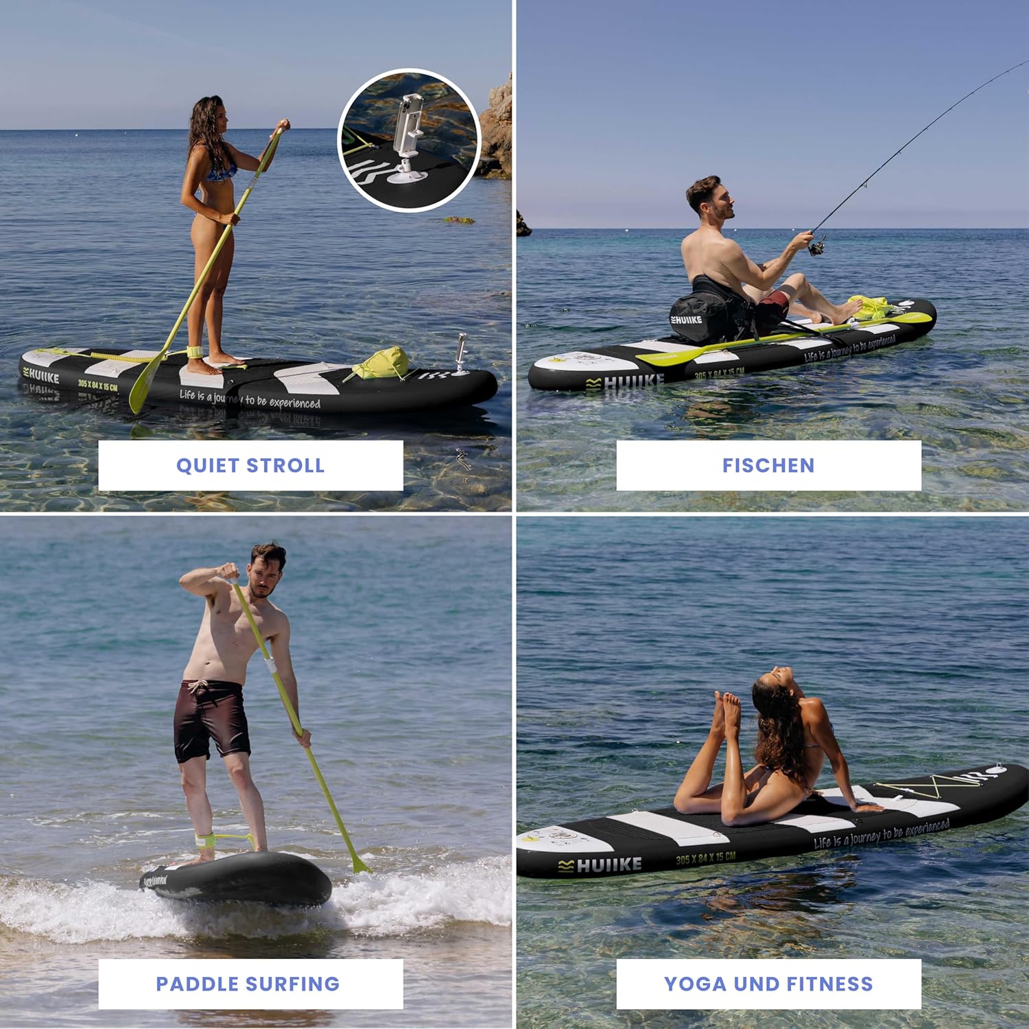 Detalle de HUIIKE Stand Up Paddling Board mit Zubehör – 305 x 84 x 15 cm, bis 130 kg, inkl. kompletter Ausrüstung