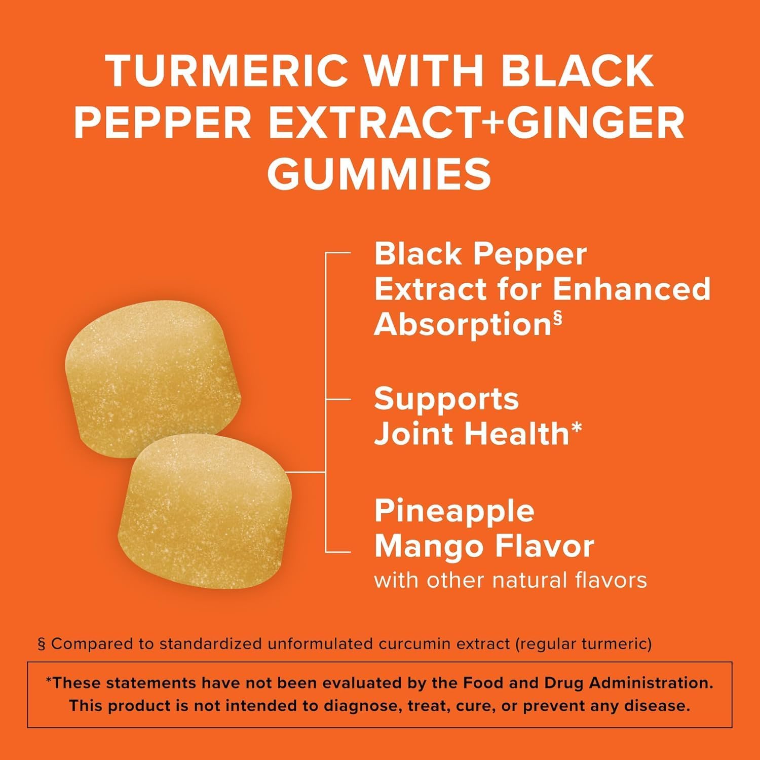 Detalle de Qunol Turmeric Gummies, 550 mg, Pineapple Mango, with Black Pepper & Ginger, 90 Count