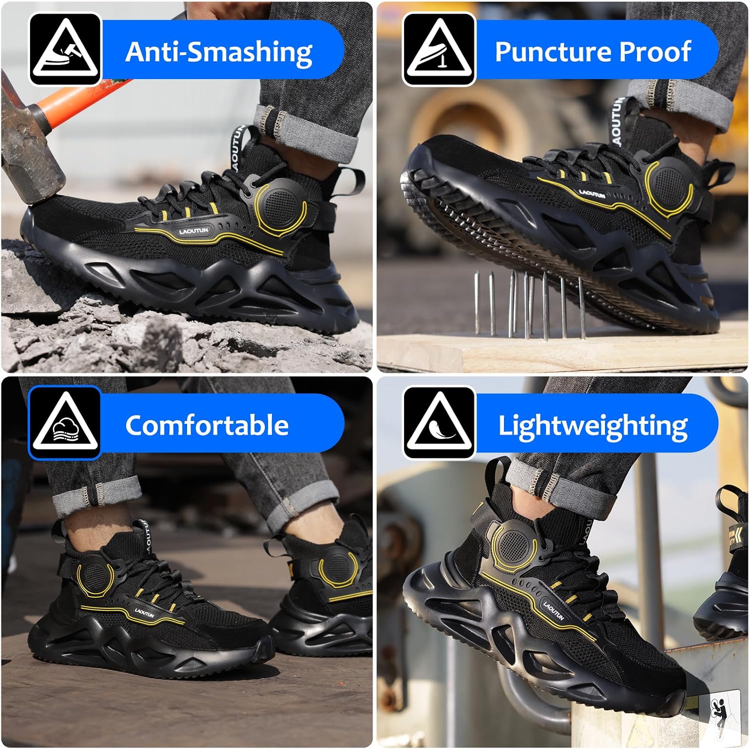 Thumbnail 4 de LAoutun Safety Trainers steel toe protective work shoes