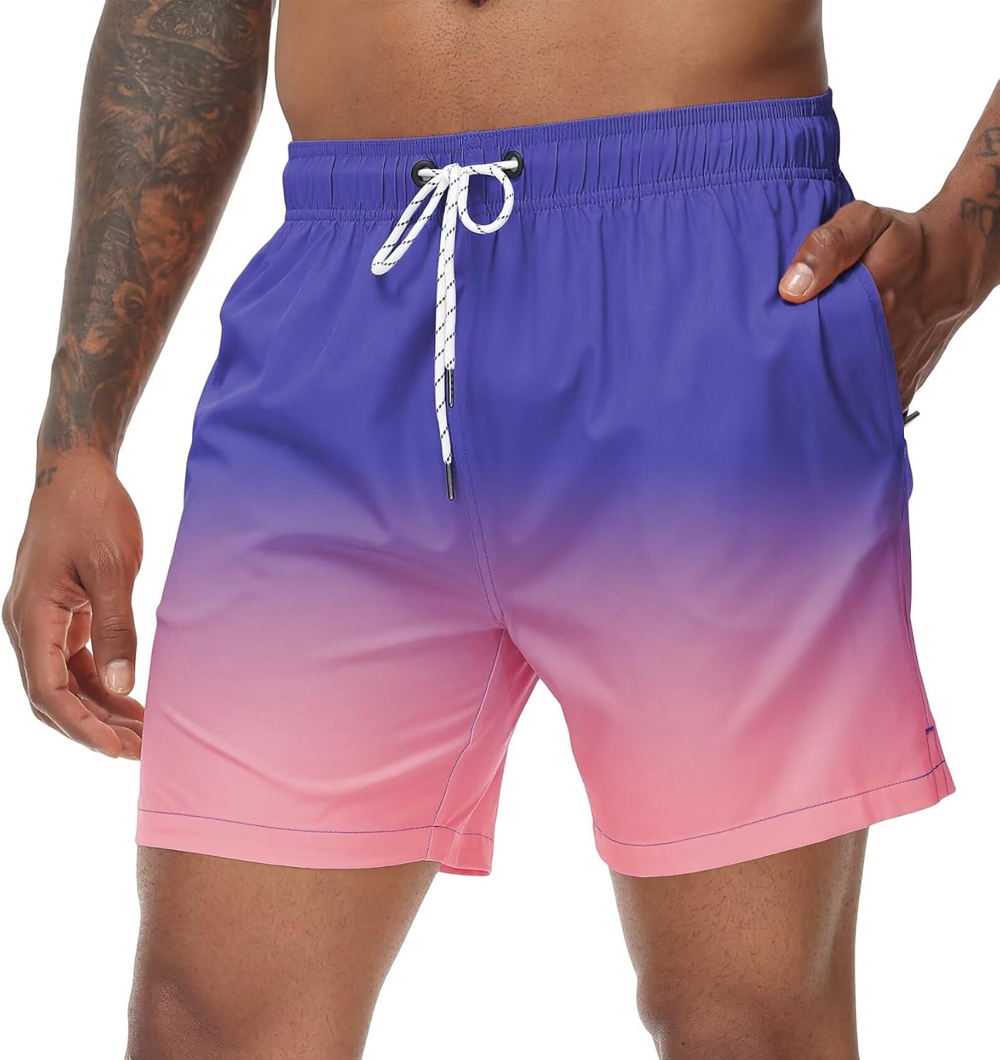 Detalle de Tyhengta Men's Swim Trunks Quick Dry Beach Shorts with Zipper Pockets and Mesh Lining