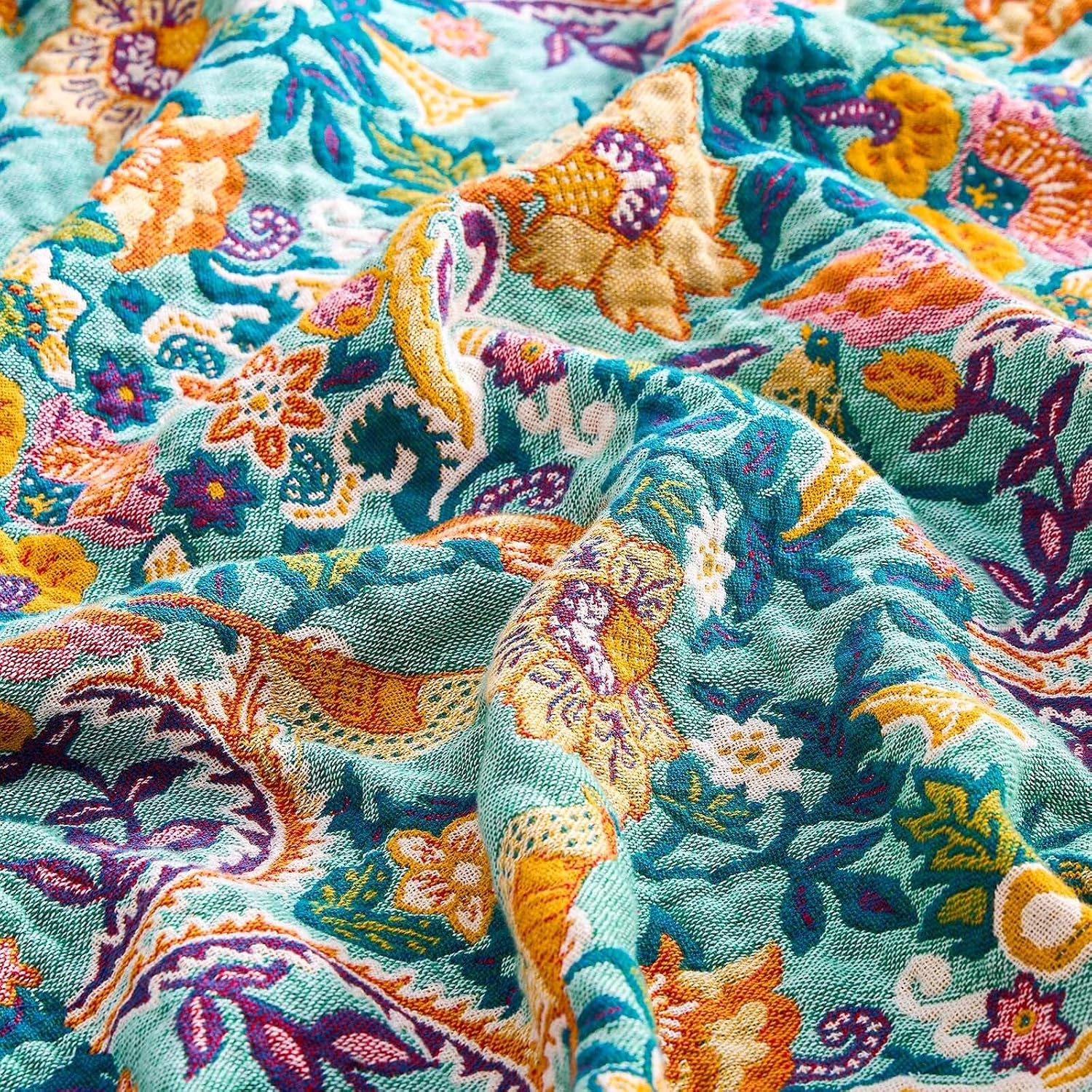 Thumbnail 4 de XIBLC Boho Blanket Throw Quilt — 90" x 98", 100% Cotton, Reversible Bohemian Farmhouse Style
