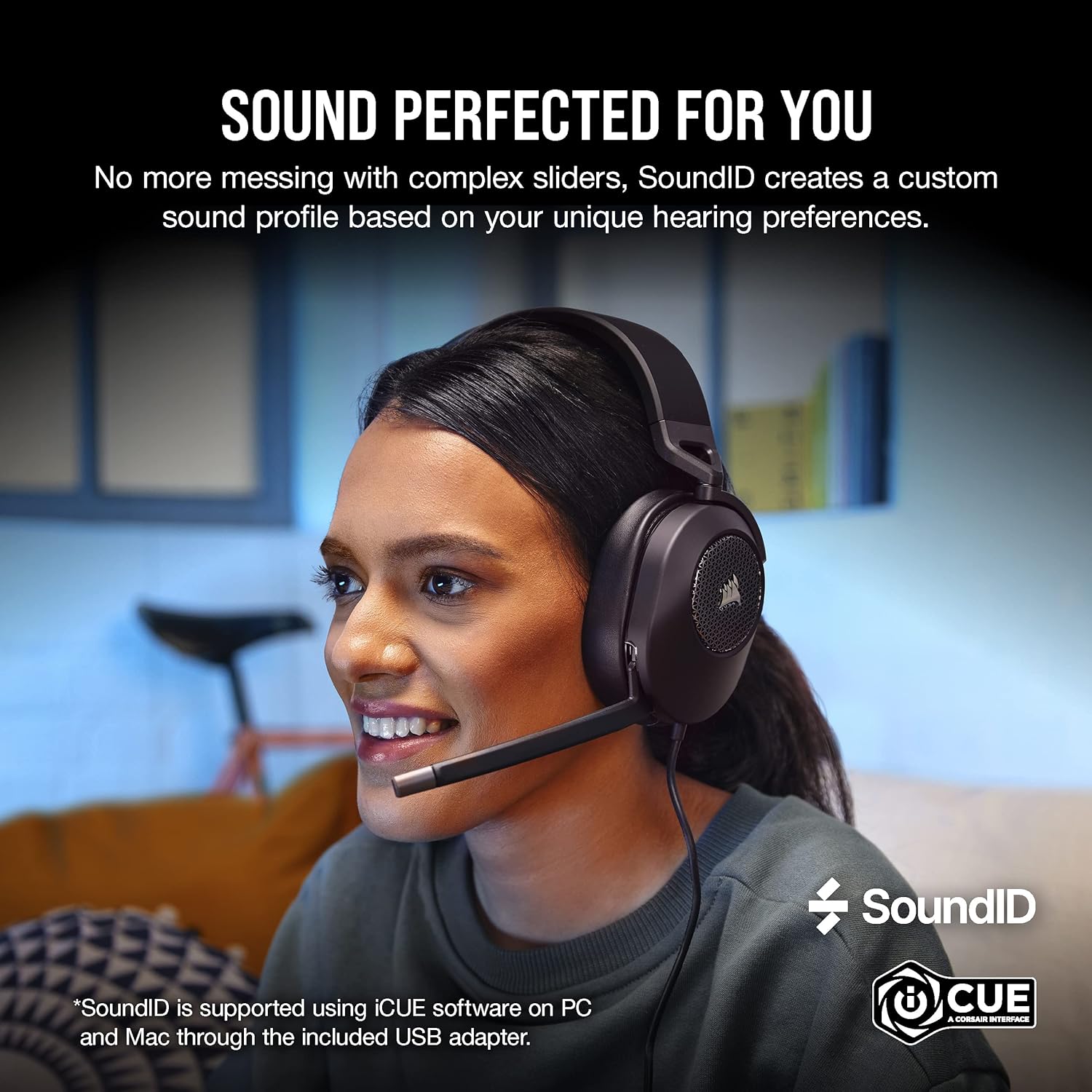 Thumbnail 1 de Corsair HS65 Surround Multiplatform Wired Gaming Headset (Dolby Atmos, SonarWorks SoundID, iCUE Compatible) – Carbon