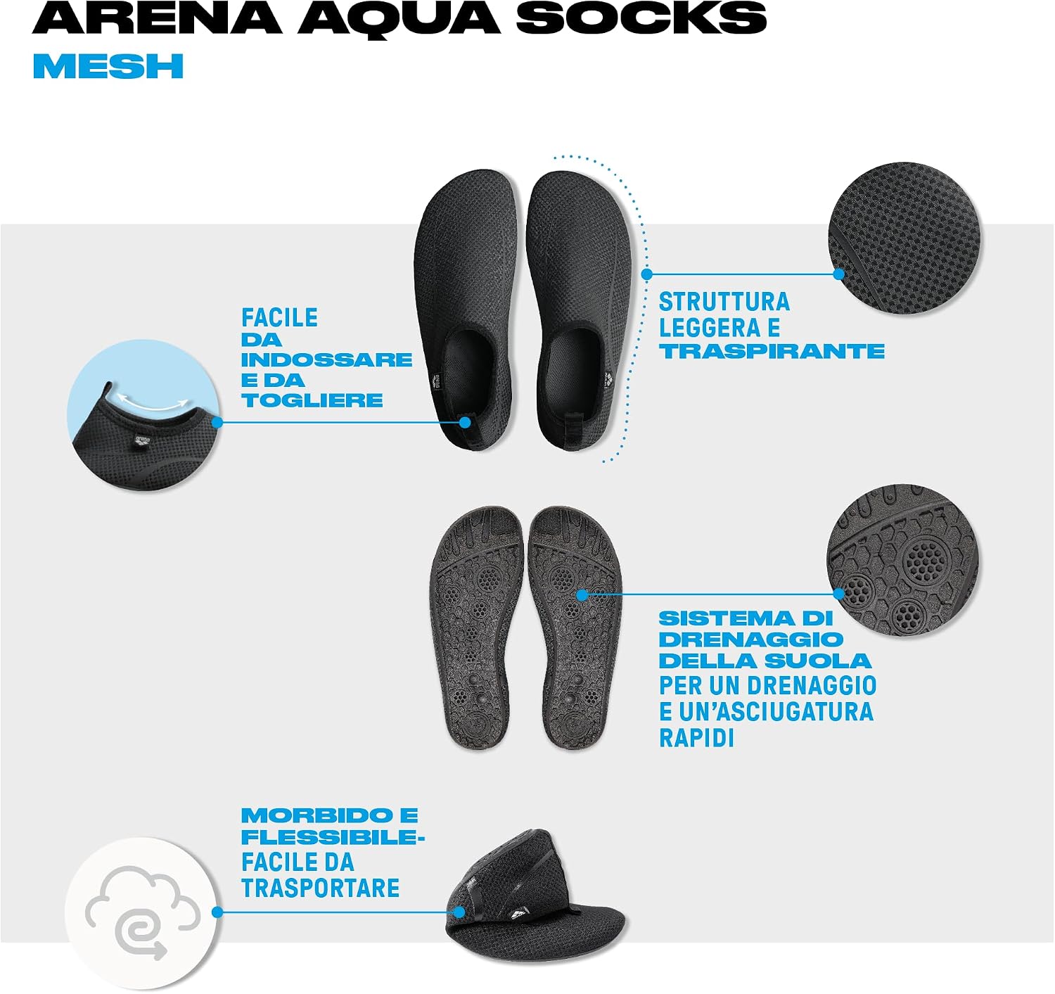 Detalle de ARENA Arena Aqua Socks Mesh Scarpette da scoglio Unisex - Adulto