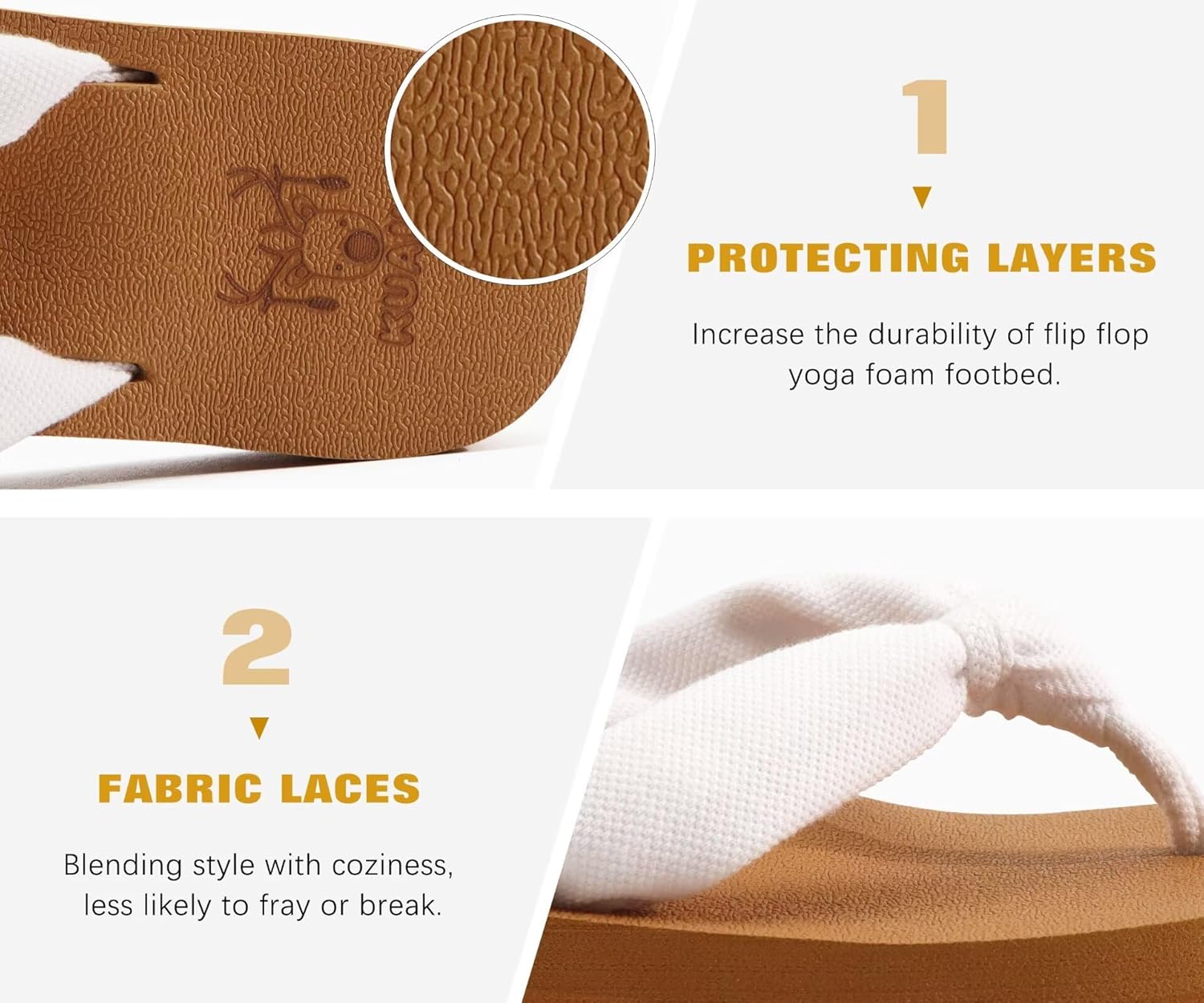 Thumbnail 4 de KuaiLu Damen Flip-Flops aus Stoff mit weichem Yoga-Matten-Fußbett und rutschfester Sohle