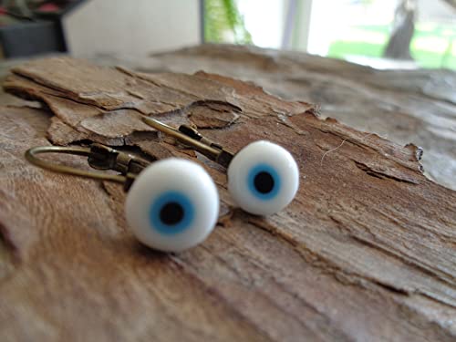 Detalle de Orecchini Evil Eye in bronzo con cabochon e perla - Asai Bolivien Ethno Tribal