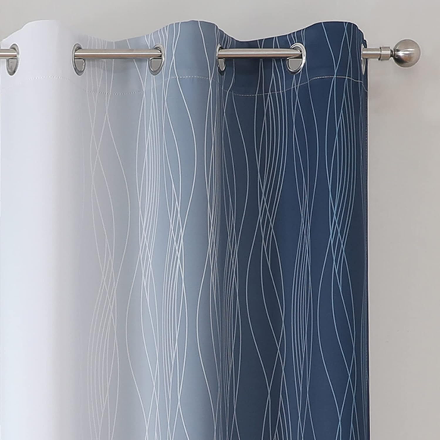 Detalle 2 de Estelar Textiler Ombre Blackout Curtains, Navy Blue & Greyish White, 42 x 63-Inch, 2 Panels