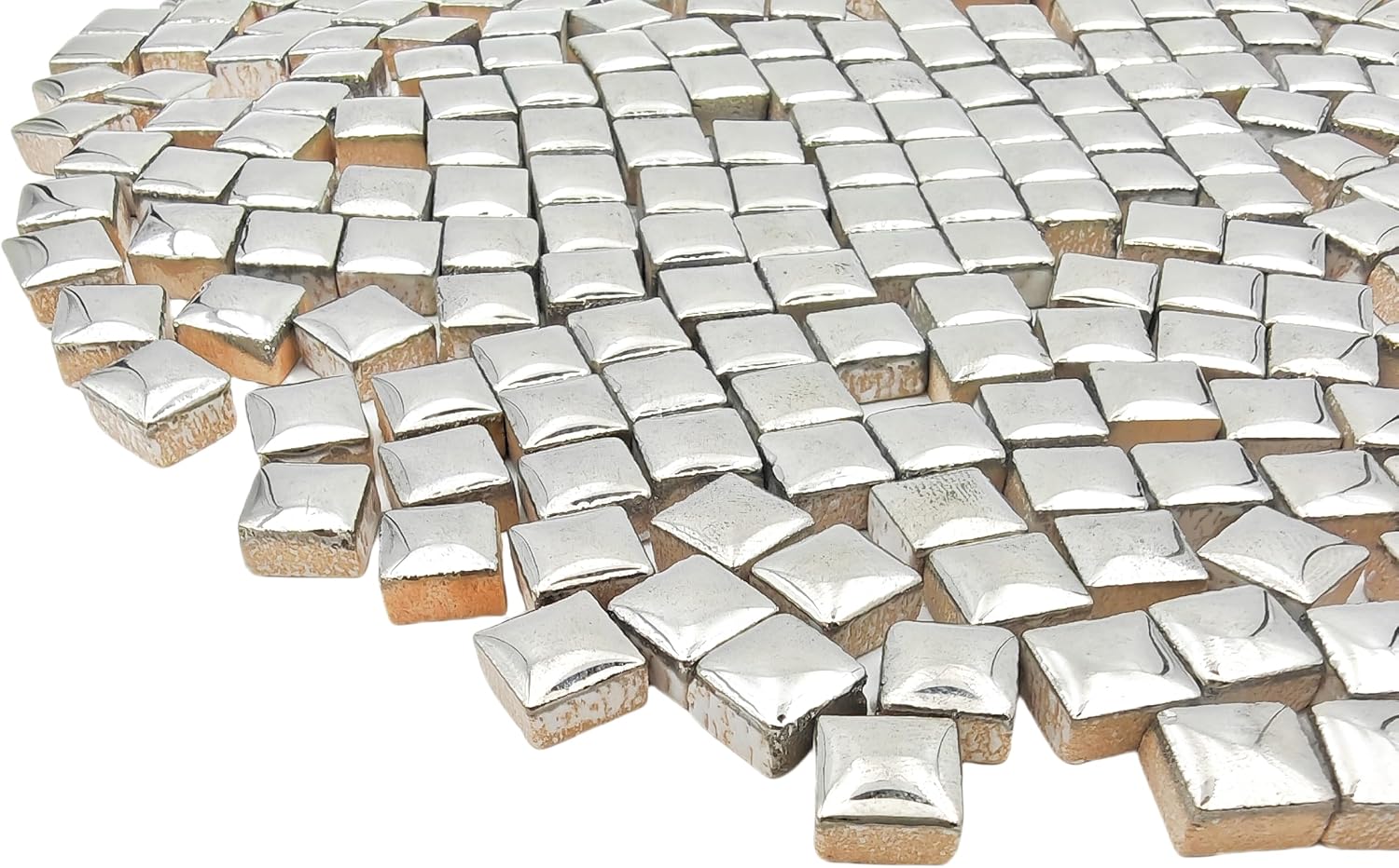 Thumbnail 1 de 1,1 lb Keramik-Mosaikfliesen in gemischten Farben – DIY Mosaikstücke, 0,96 cm Silber Quadrat