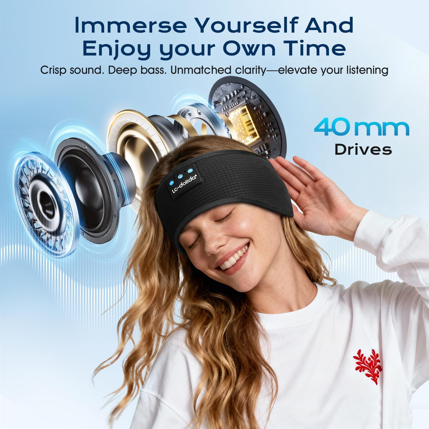 Thumbnail 2 de LC-dolida Bluetooth Schlafkopfhörer Stirnband mit 15+ Std. Spielzeit (Bluetooth 5.4, 4D-Stretch)