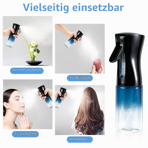 Detalle de Uervoton Sprühflasche für Haare, 200 ml – feiner Nebel, 360°-Sprühen, nachfüllbar (Blau)