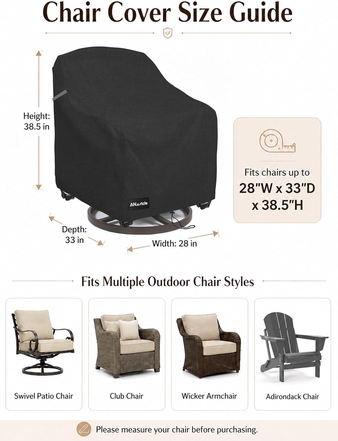 Detalle de ANartcle 2Pack-28"D x 33"W x 38.5"H Swivel Rocker Chair Covers