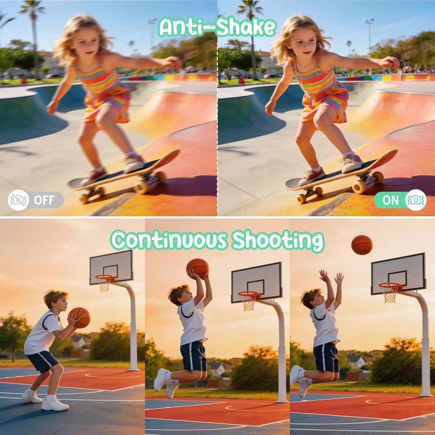 Thumbnail 4 de Appareil Photo Numérique 1080P 44MP Caméra Vlogging pour Enfants et Ados – Vert