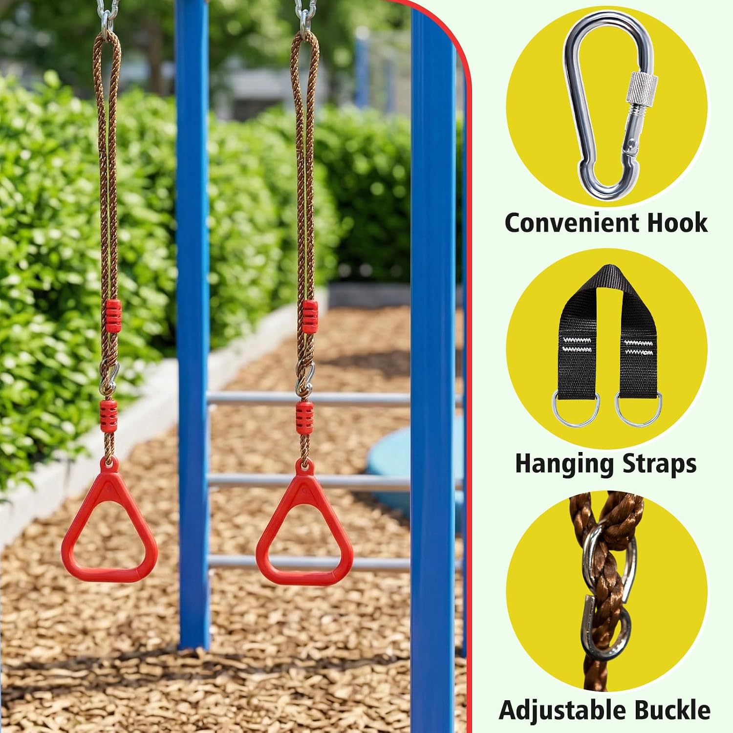 Detalle de Vdealen Kinder Klettern Ringe Schaukel – Multifunktion, 2er-Pack, Outdoor/Indoor