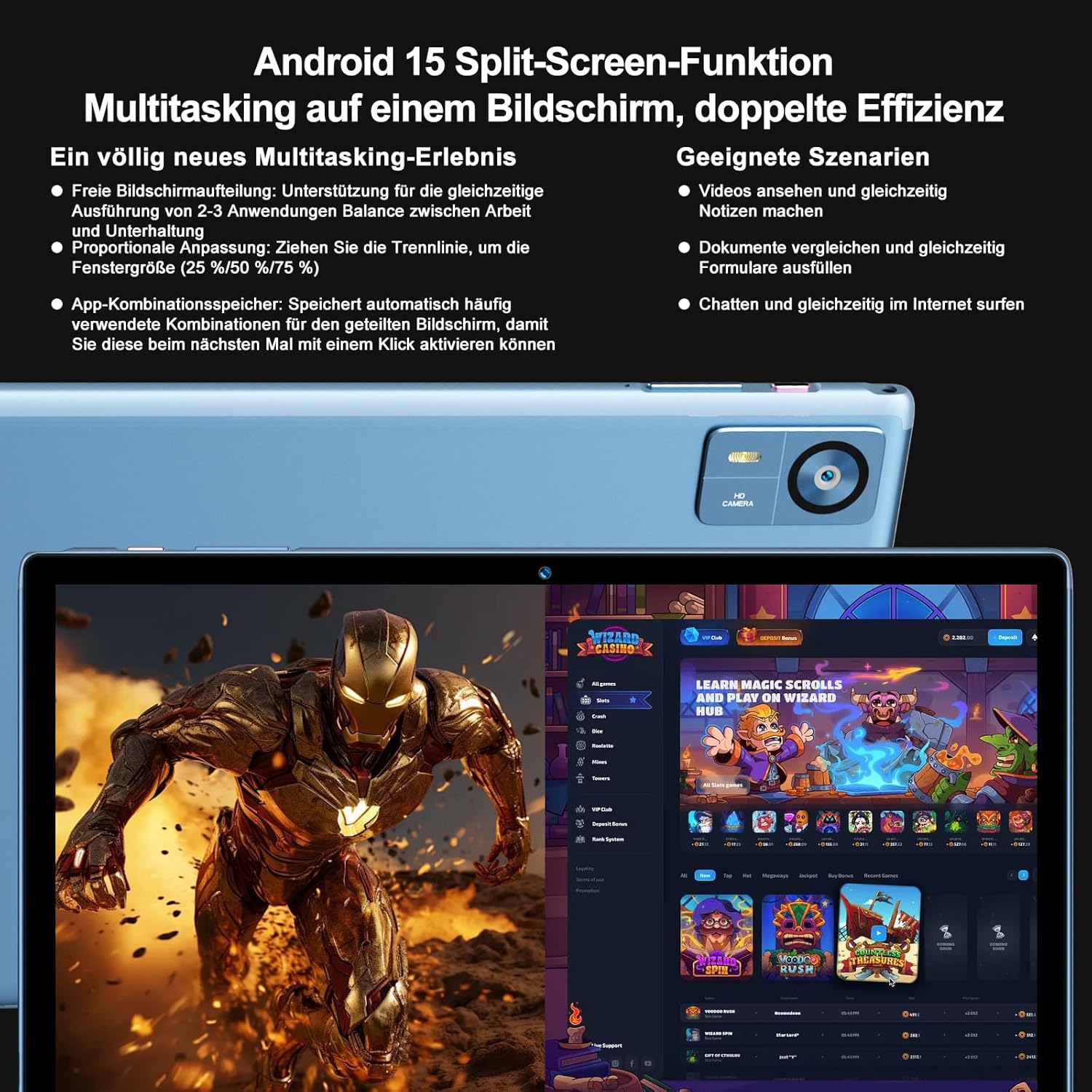 Thumbnail 6 de SUAAT 2026 Android 15 Tablet (10,1 Zoll) mit Gemini AI, 30 GB RAM, 128 GB Speicher & 8.000 mAh – 2TB microSD möglich