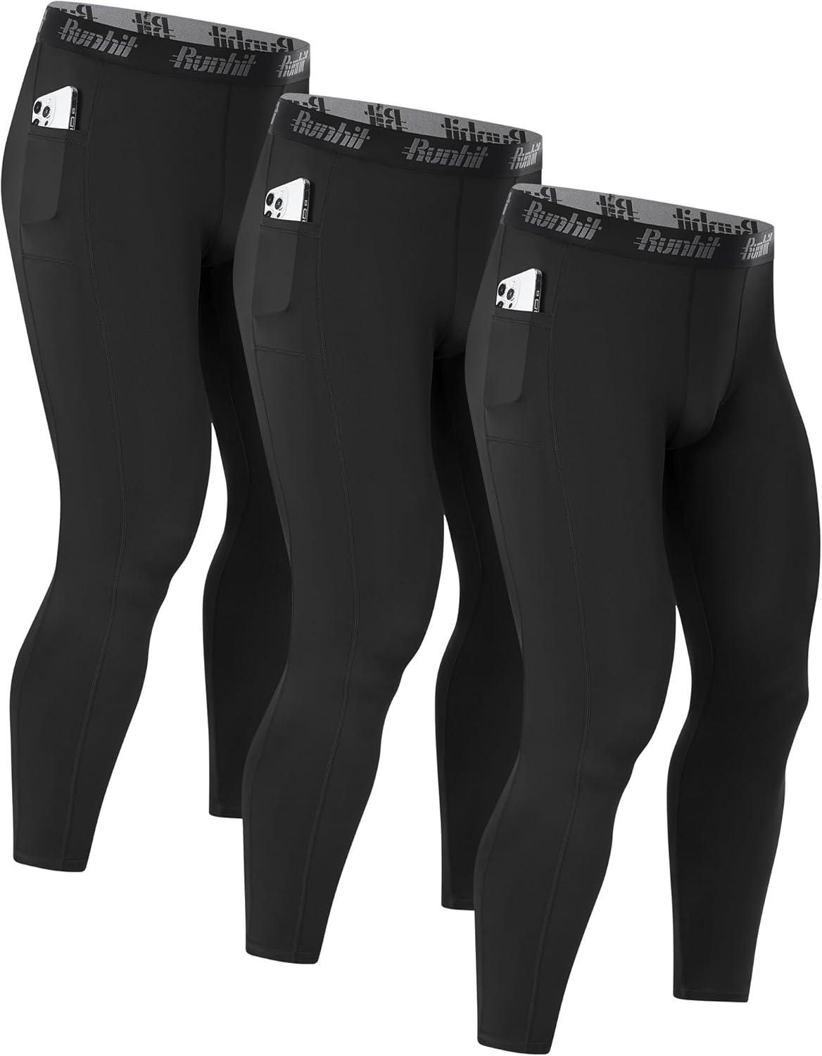 Thumbnail 6 de Runhit Men’s Running Leggings with Pockets – 1/3 Pack Compression Tights for Training and Outdoors