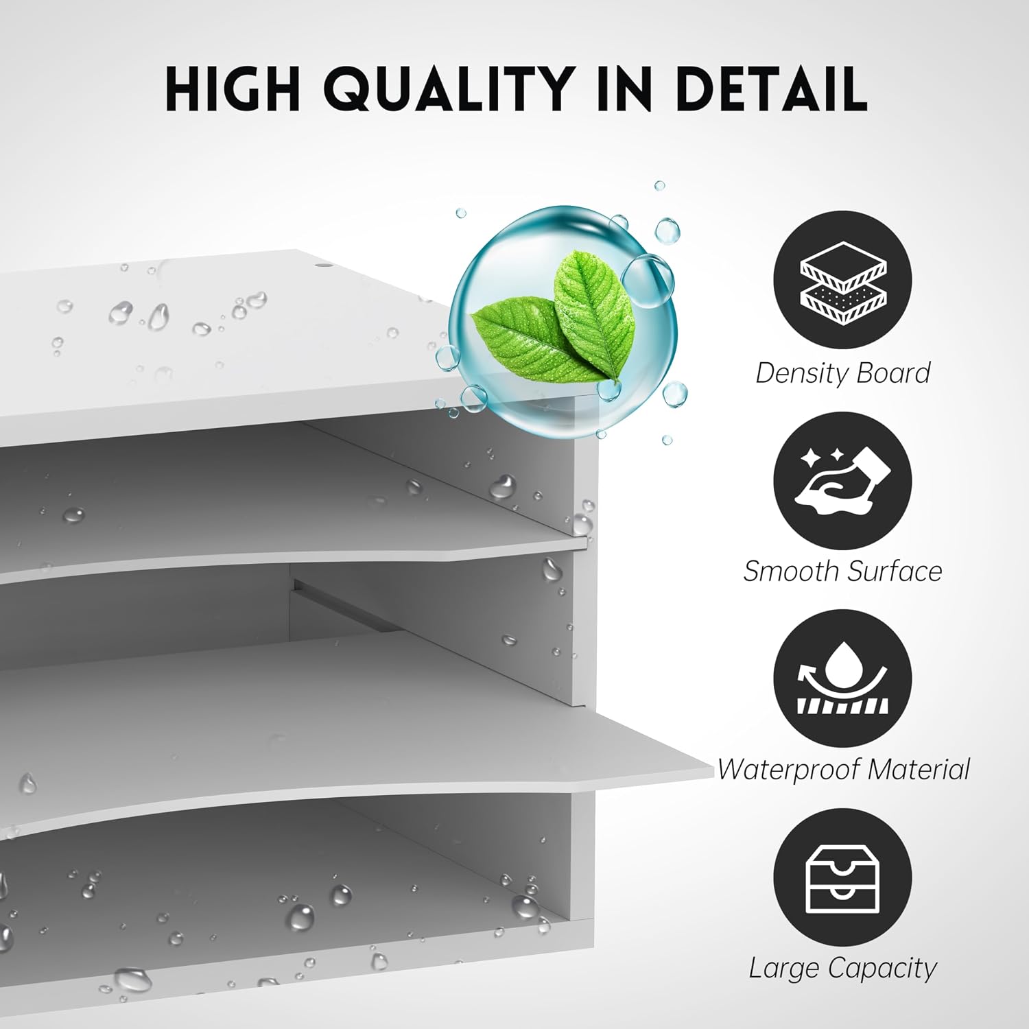 Detalle de SUPEASY 3T-WD Wood Desk Organizer, 3-Tier White Paper Sorter