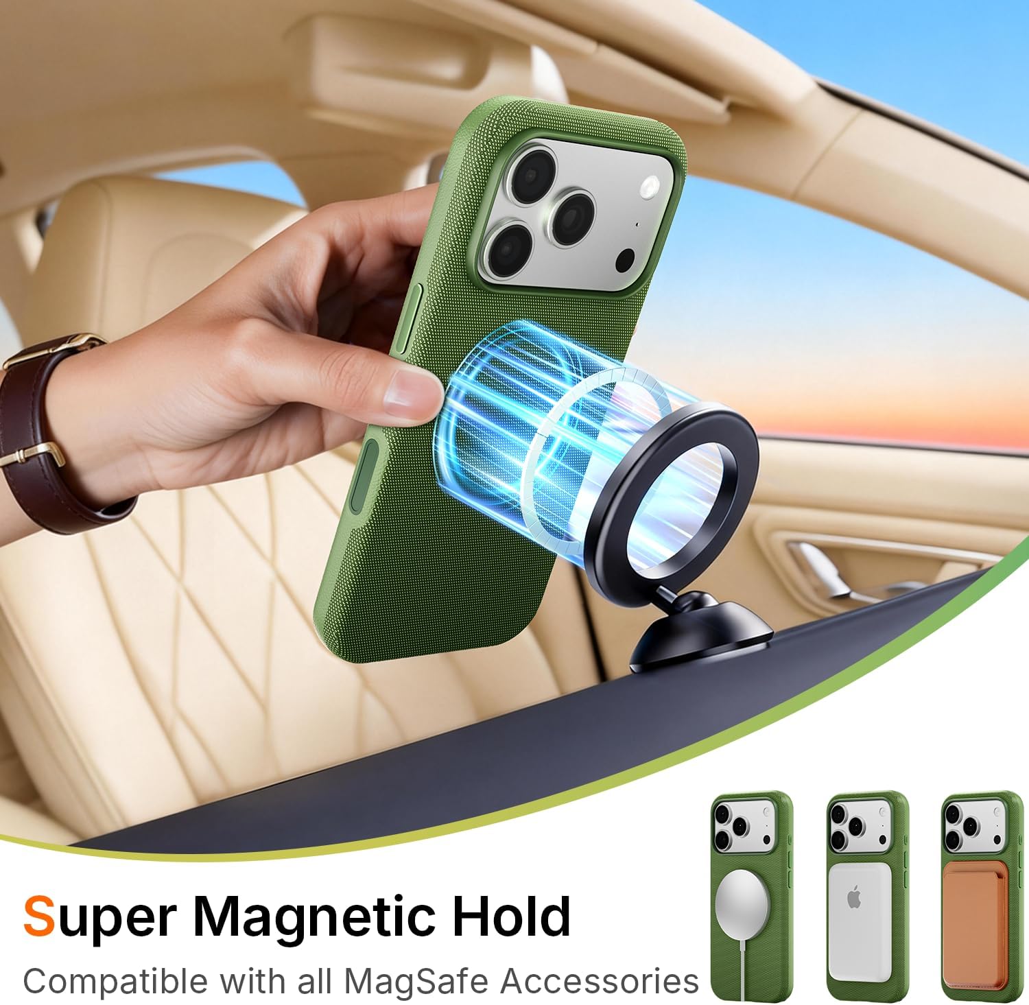 Thumbnail 1 de Mkeke Techwoven Green Case for iPhone 17 Pro Max (MagSafe + Camera Control Cover)