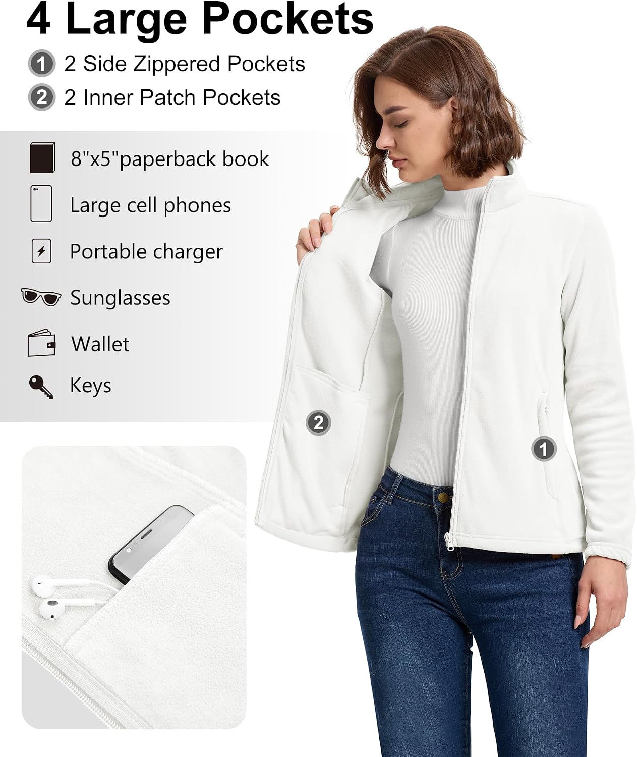 Detalle de 33,000ft Womens Fleece Jacket lightweight full zip