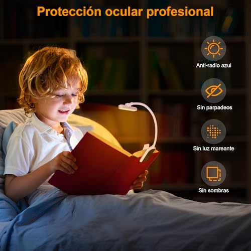 Detalle de karidi Luz de lectura recargable de 24 LED, pinza 360° y 5 tonos