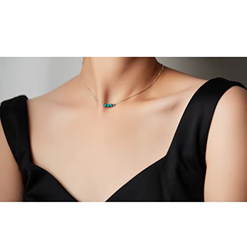 Detalle de Keenove 925 Sterling Silver Turquoise Crystal Choker Necklace