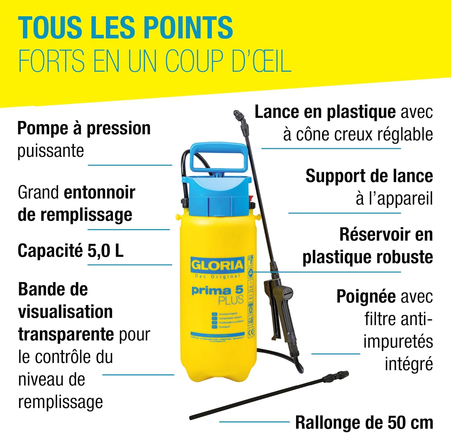 Thumbnail 2 de Gloria Pulvérisateur de Jardin Prima 5 Plus — Pulvérisateur à Pression 5 L, EPDM, résistant aux acides