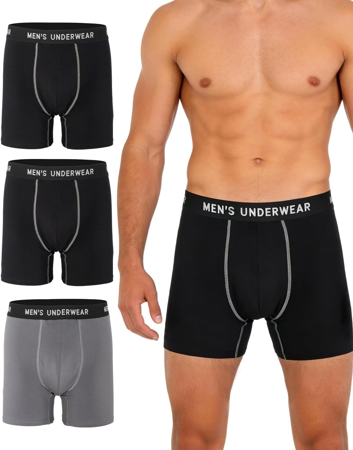 Detalle de Akvsops Men's Incontinence Boxer Briefs, 3-Pack, 100 mL Core, XL