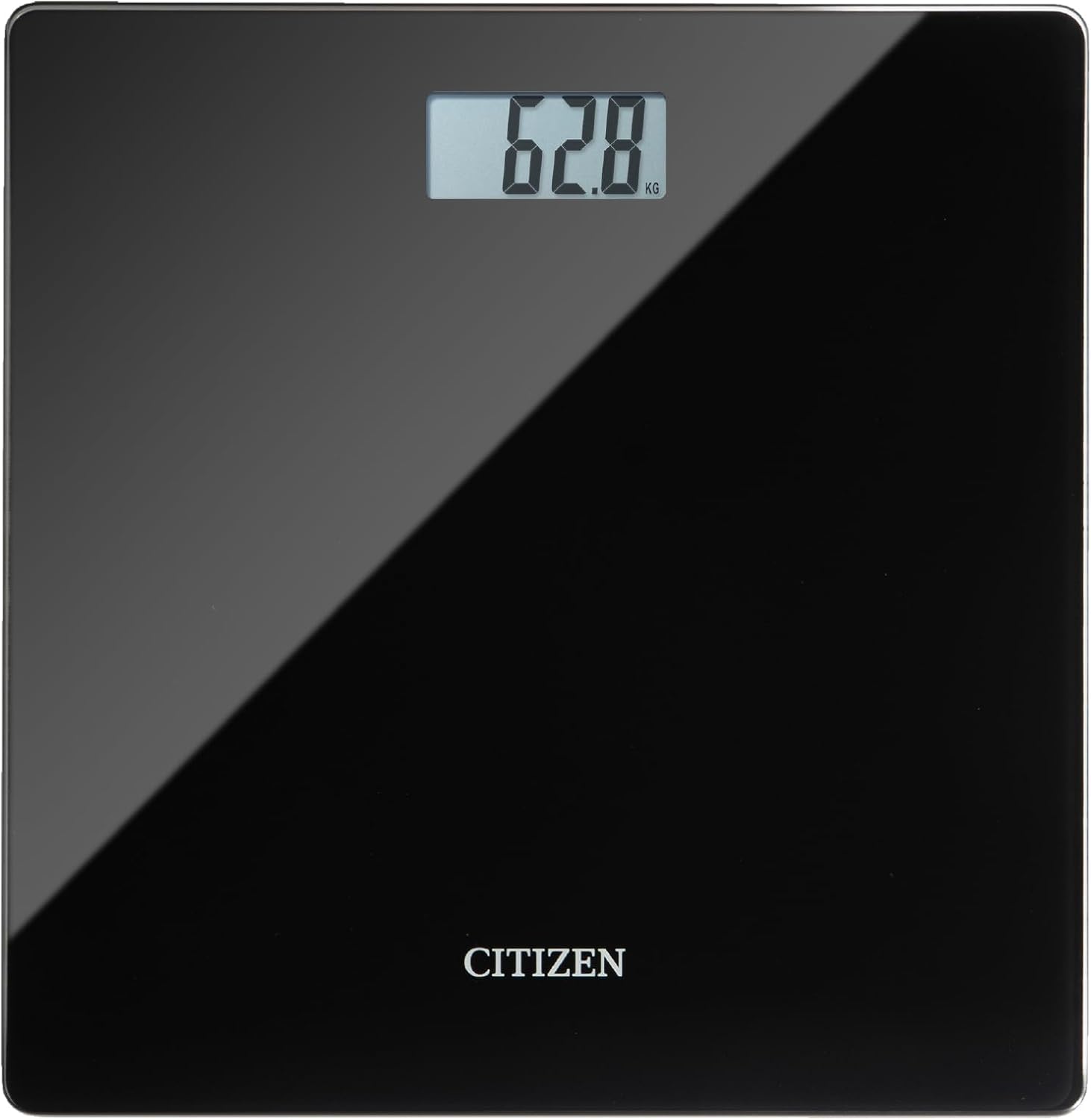 Detalle de Citizen HMS324 : pèse-personne numérique haute précision ultra-fin en verre trempé, Step-On (noir)
