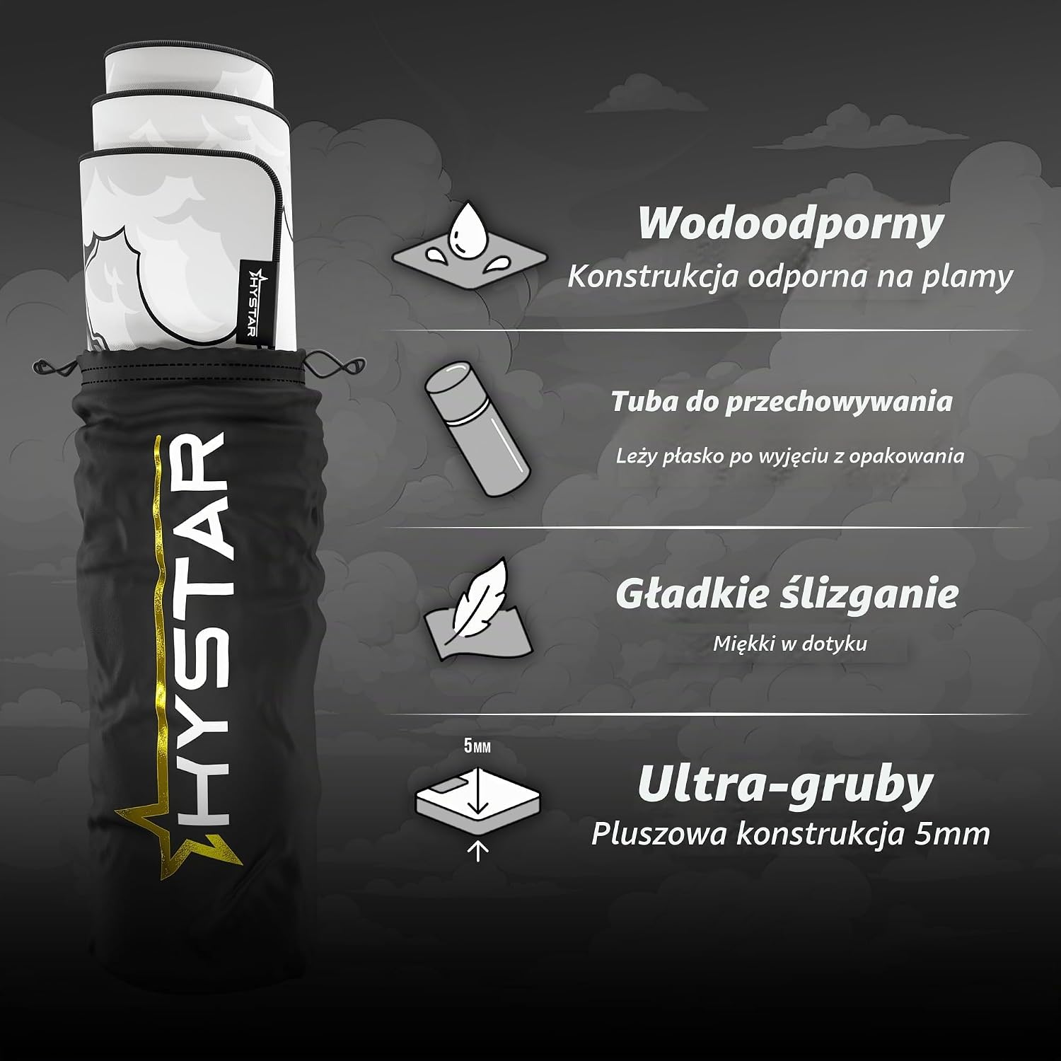 Detalle de Hystar XXL 91 × 40 cm – podkładka gamingowa 5 mm, wodoodporna, Pegaz
