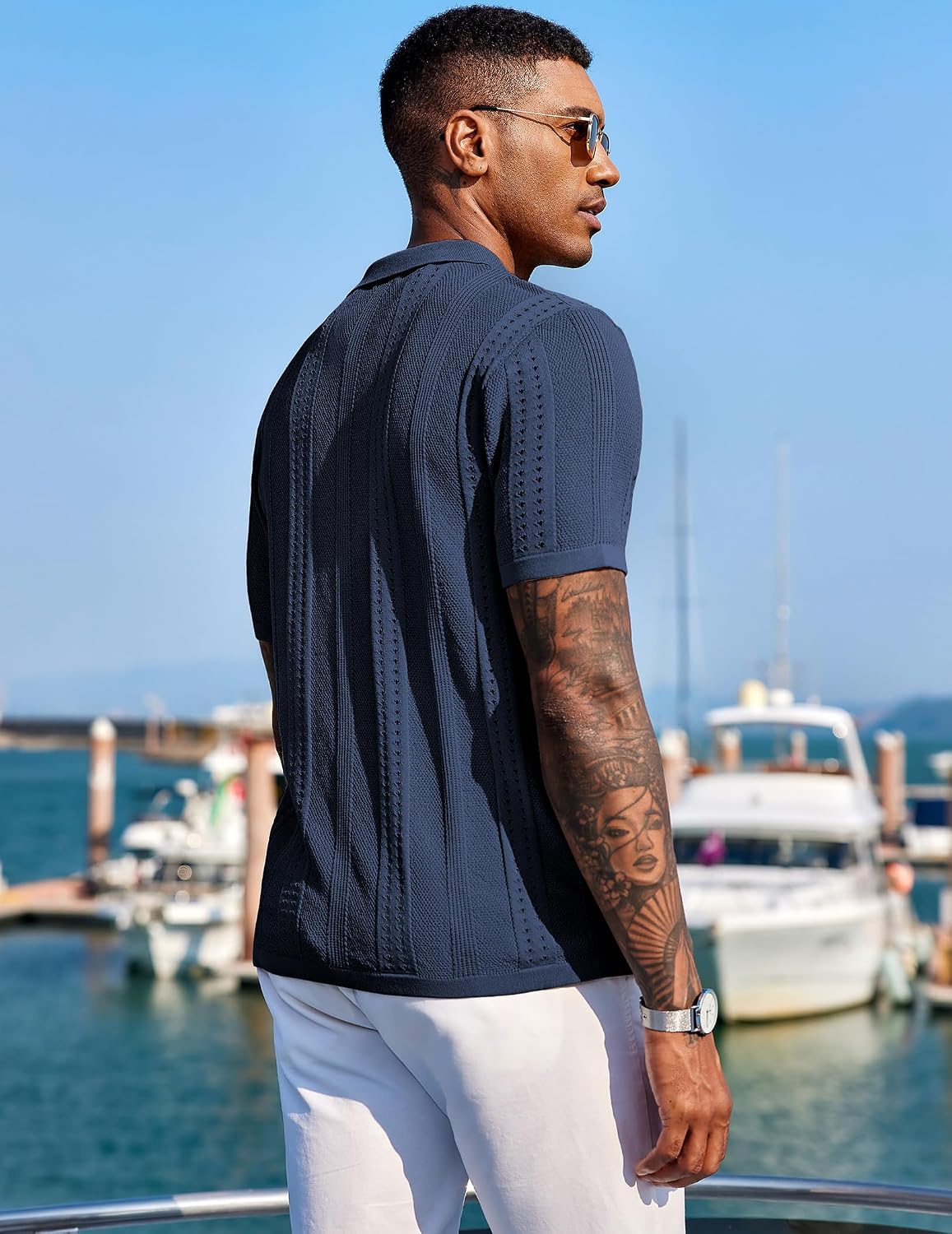 Detalle de COOFANDY Men's Knit Shirt, Short Sleeve