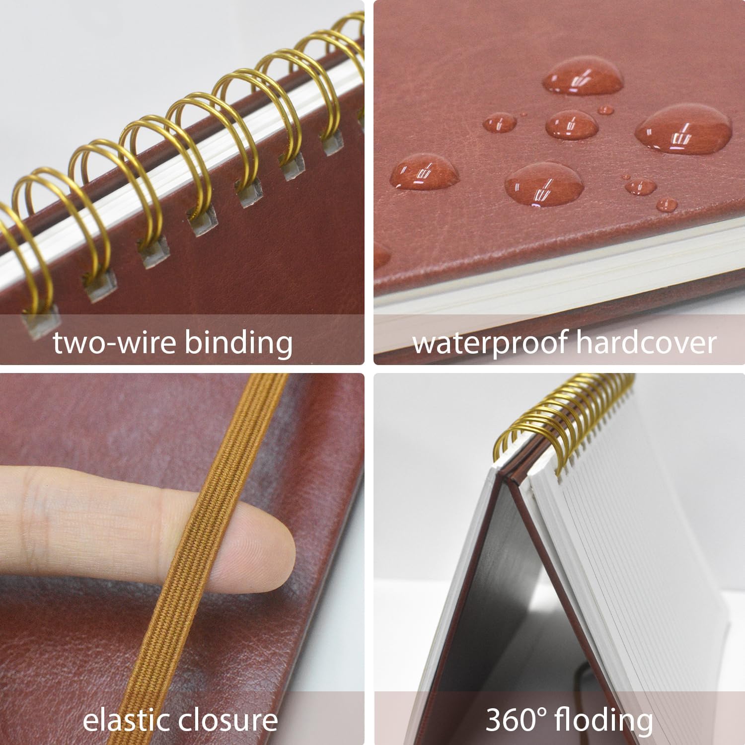 Thumbnail 4 de DWIYITTN A5 Spiral Notebook, 160 Lined Pages, Hardcover, Brown