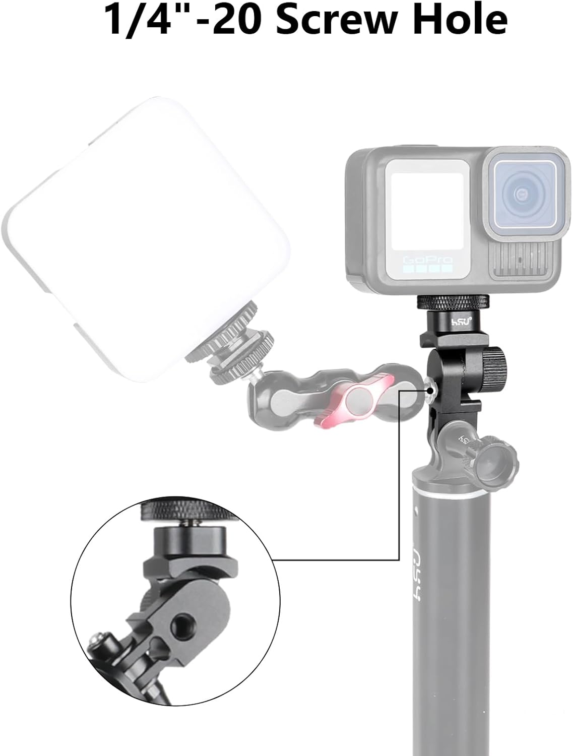 Thumbnail 5 de HSU 180-Degree Vertical Mount Adapter for Action Cameras (for Hero 13/12 & Insta360 X4/X3/X2)